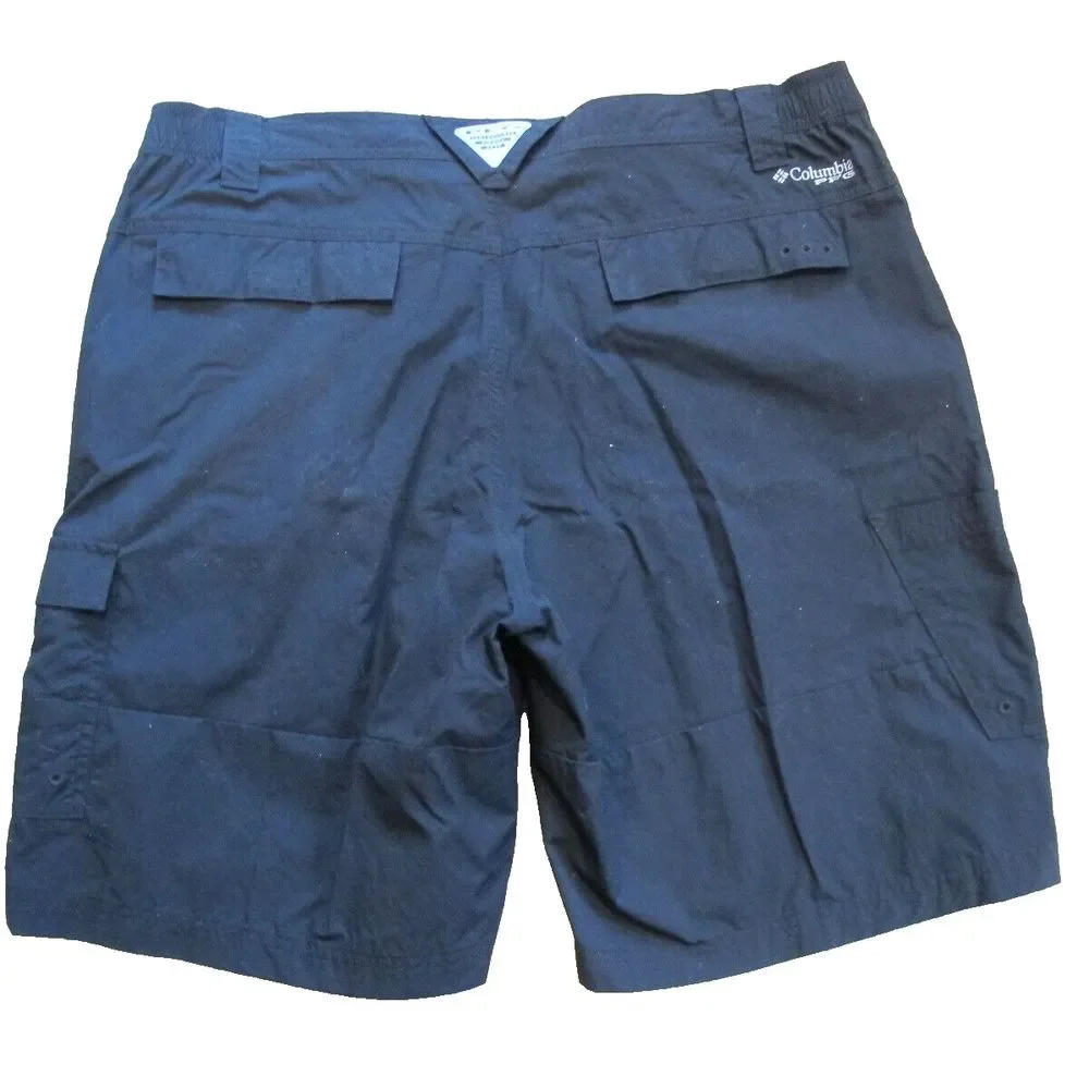 Columbia PFG Flat Front‎ Casual Black Nylon Shorts Men's Size 38 10